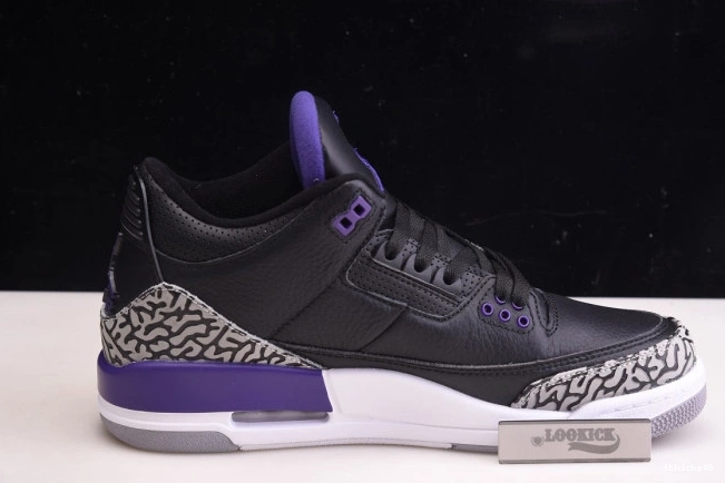 Rep TBkick CT8532-050 Court Air Jordan Black Retro 3 Purple 0703